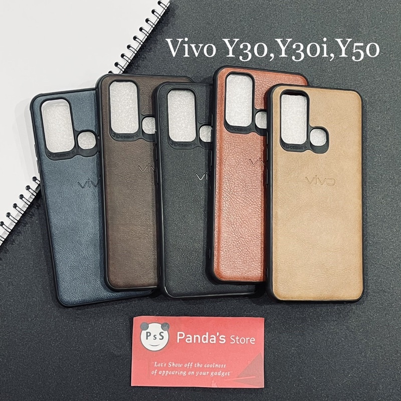 Leather Case Vivo Y30, Y30i, Y50 Softcase Kulit Elegan Casing Slim Fit