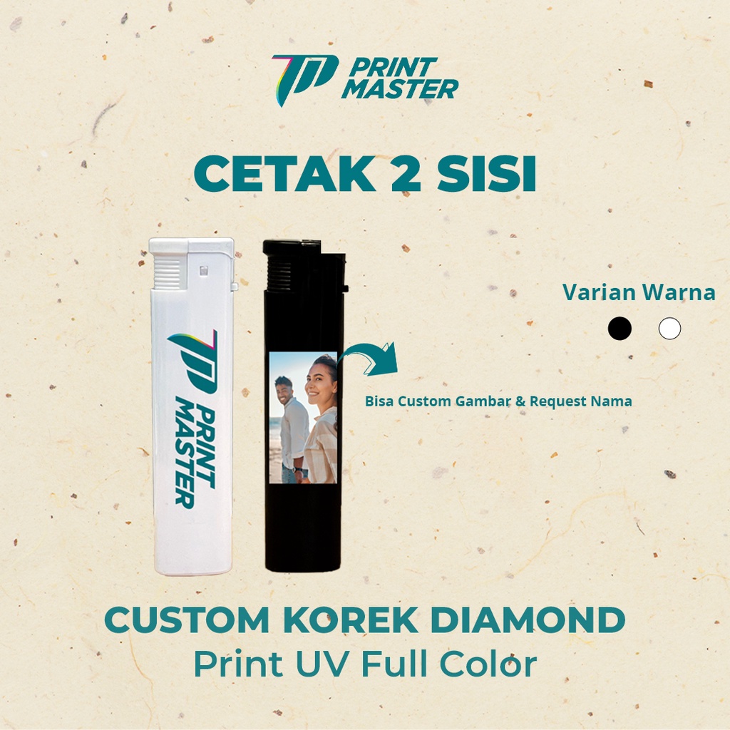 Custom Korek Api Diamond Gas Lighter Promosi Souvenir Print UV 2 Sisi