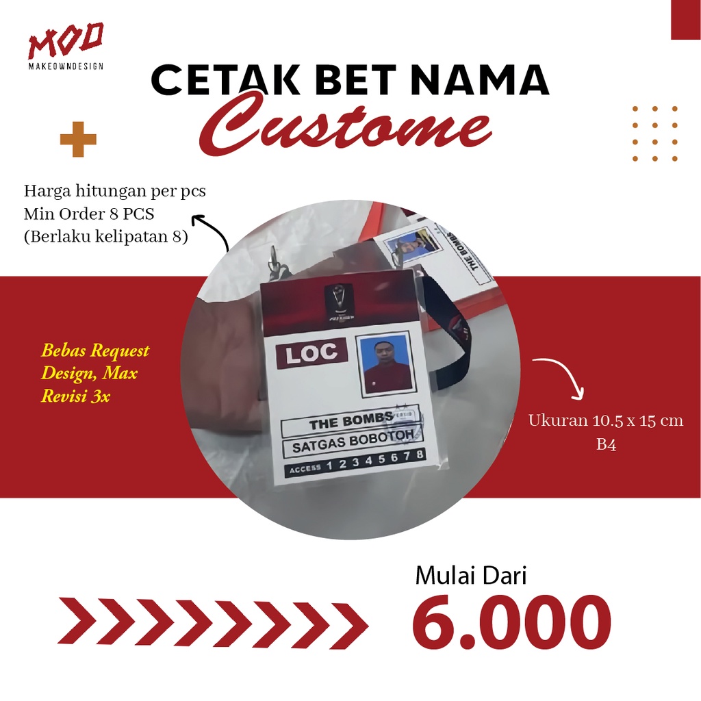 

CETAK BET NAMA B4 CUSTOM | FREE PLASTIK | FREE DESAIN | BET NAMA | BET NAMA ACARA