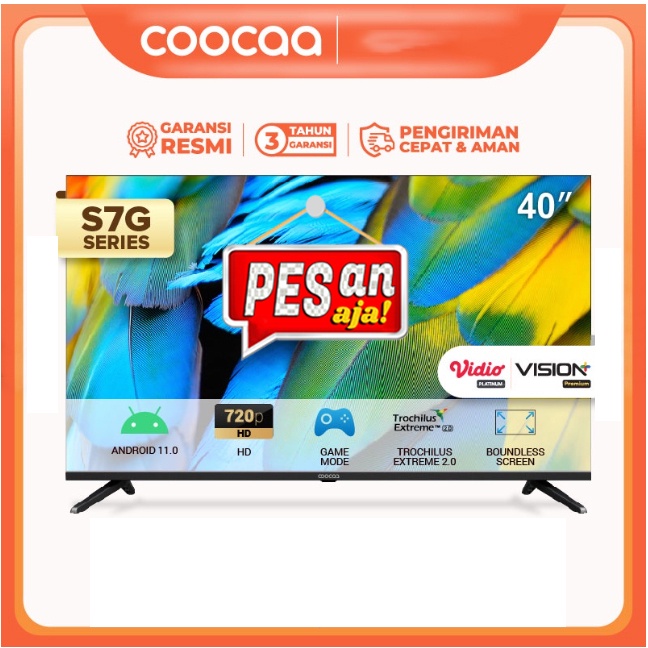 PESANaja COOCAA Smart LED TV 40 Inch - Digital TV - Android 11 - HDR 10 - WIFI 4/5G (Coocaa 40S7G)