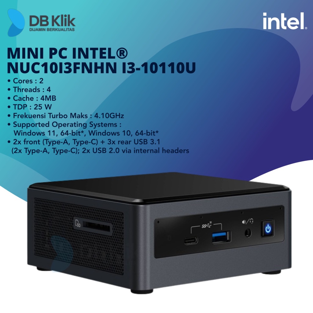 Mini PC Intel NUC10I3FNHN Core i3-10110U - NUC Intel NUC10I3FNHN