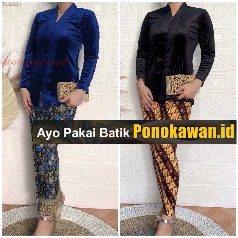 Kebaya Bludru Atasan Wanita Kutubaru Pakaian Kemeja Bludru Wanita Lengan Panjang Jumbo Oversize warn