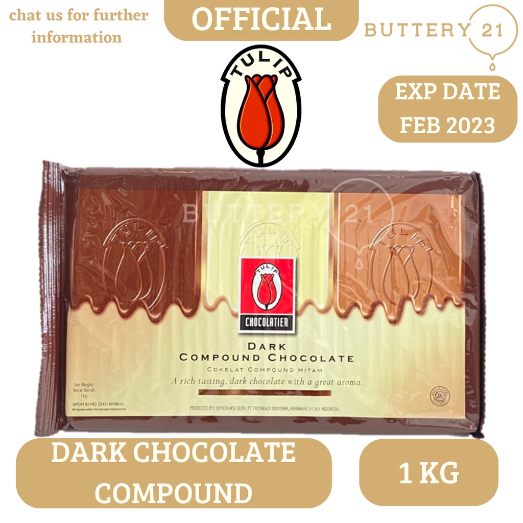 

TULIP DARK COMPOUND CHOCOLATE 1 KG/COKELAT TULIP HITAM/TULIP DARK