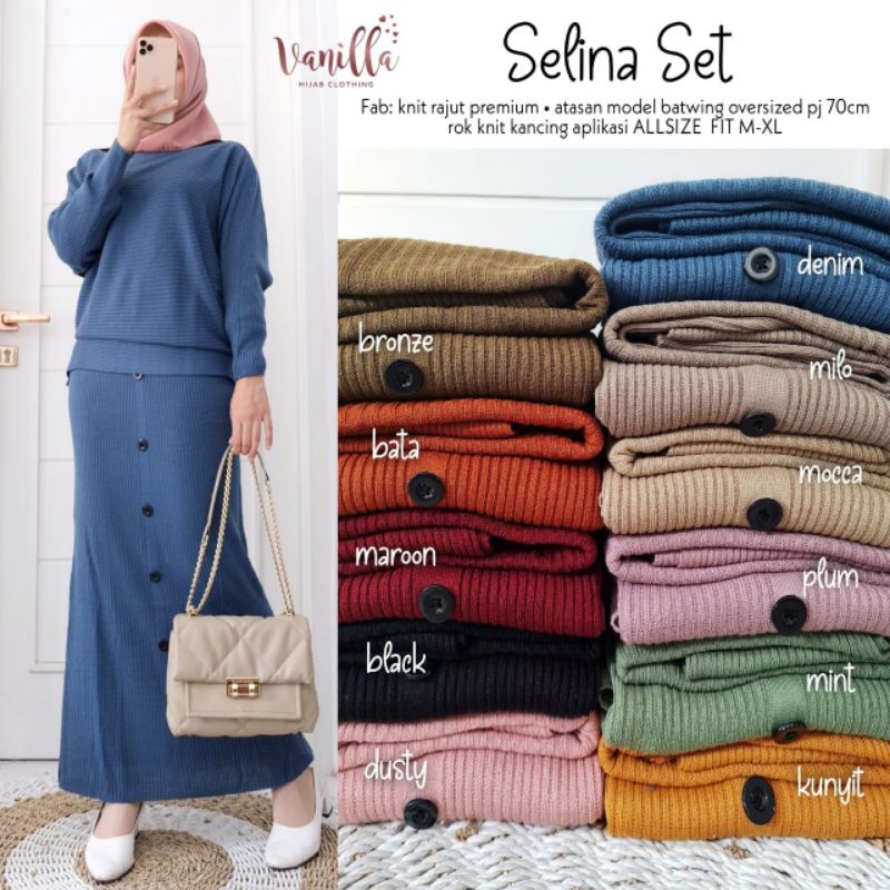 Selina Set// baju setelan rok rajut wanita dewasa