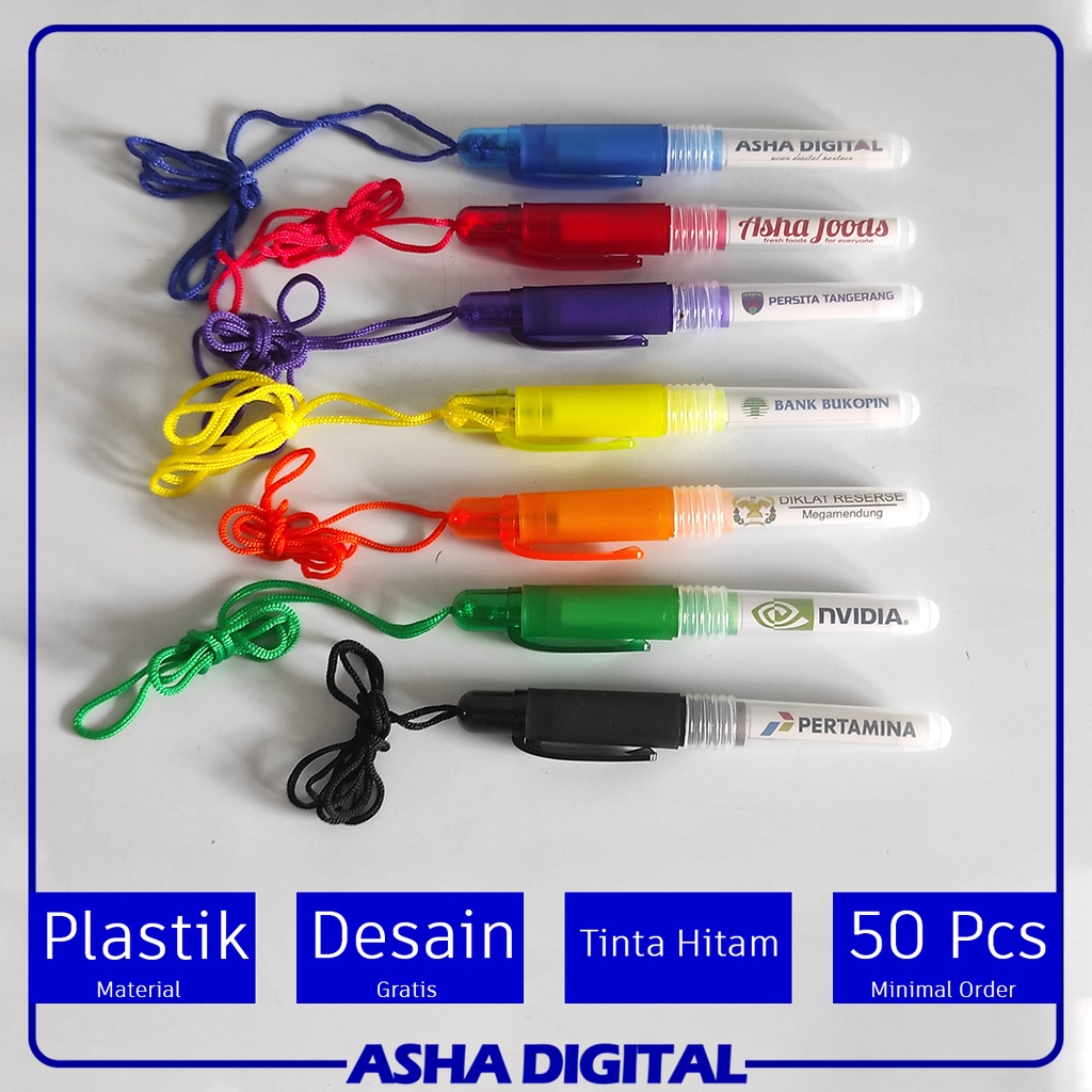 

Pulpen Tali Promosi Souvenir | Bolpoin Custom Logo Tulisan | Pen Ballpoint | Pena Lucu Warna Warni | Asha Digital