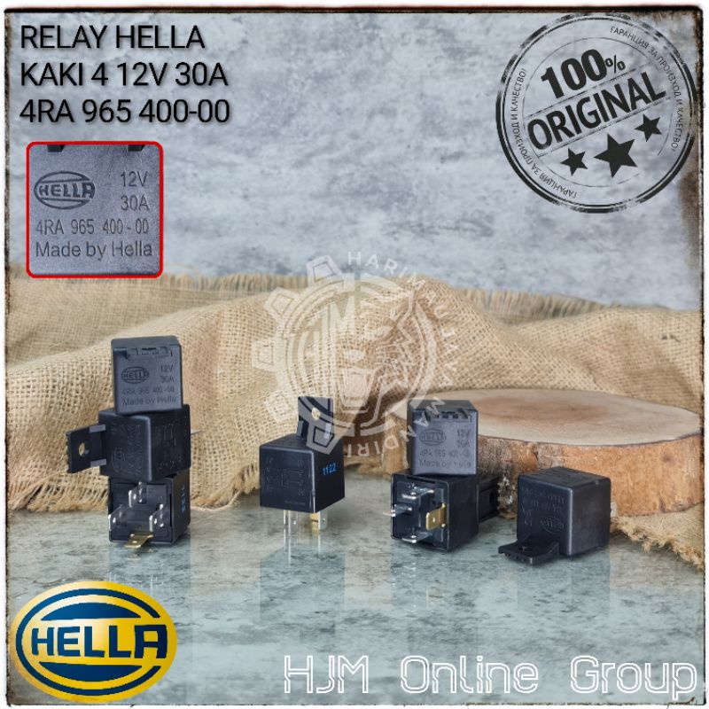 RELAY HELLA 12V 30A KAKI 4 - RELAY KLAKSON &amp; LAMPU