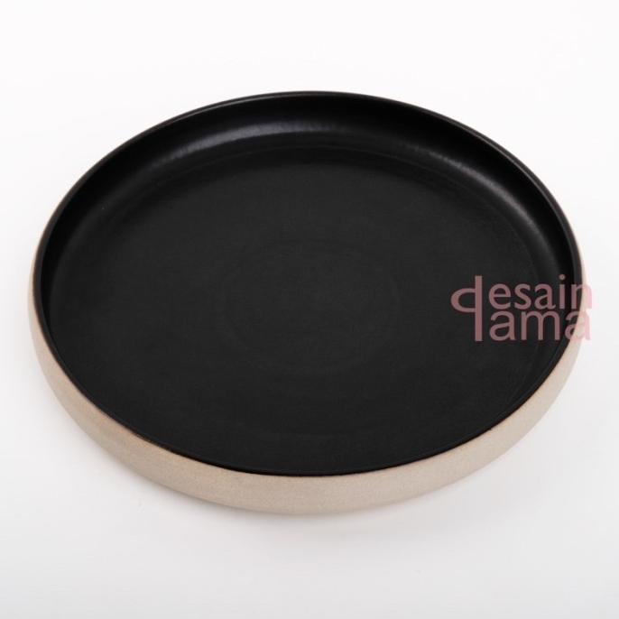 Piring Keramik Mewah Hitam Polos -Mahes- Fellixaa