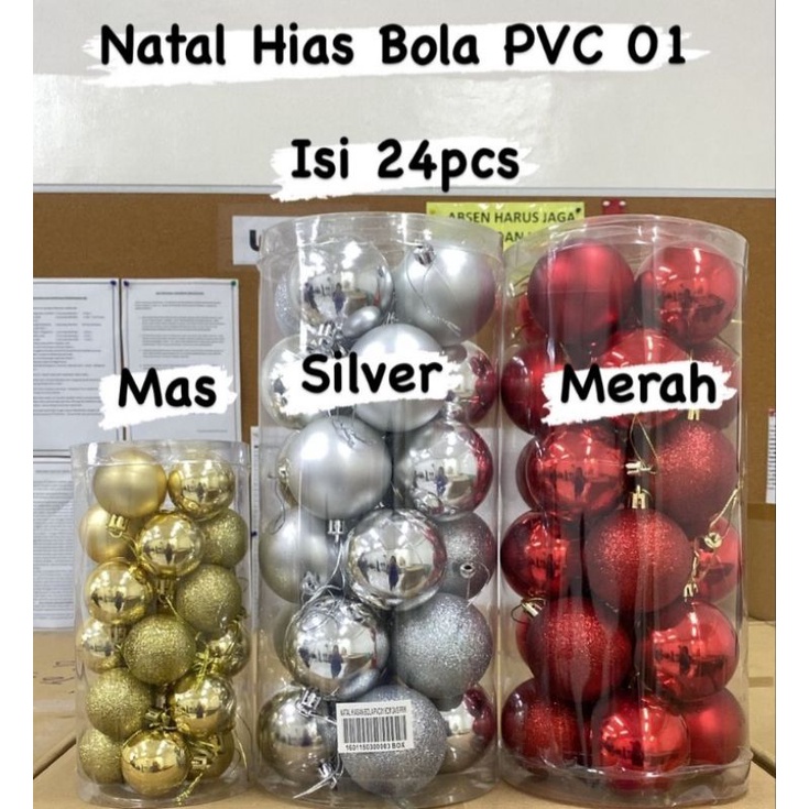 Hiasan Bola Natal / Accesories Pohon Natal 24pc