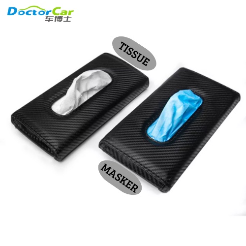 Tempat Tissue Kotak Tissue/Masker Carbon Mobil Gantung Magnetik Klip
