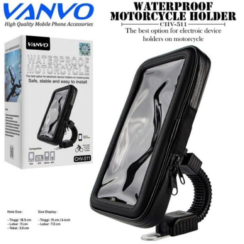 HOLDER / DUDUKAN HP SEPEDA MOTOR WATERPROOF VANVO CHV-511