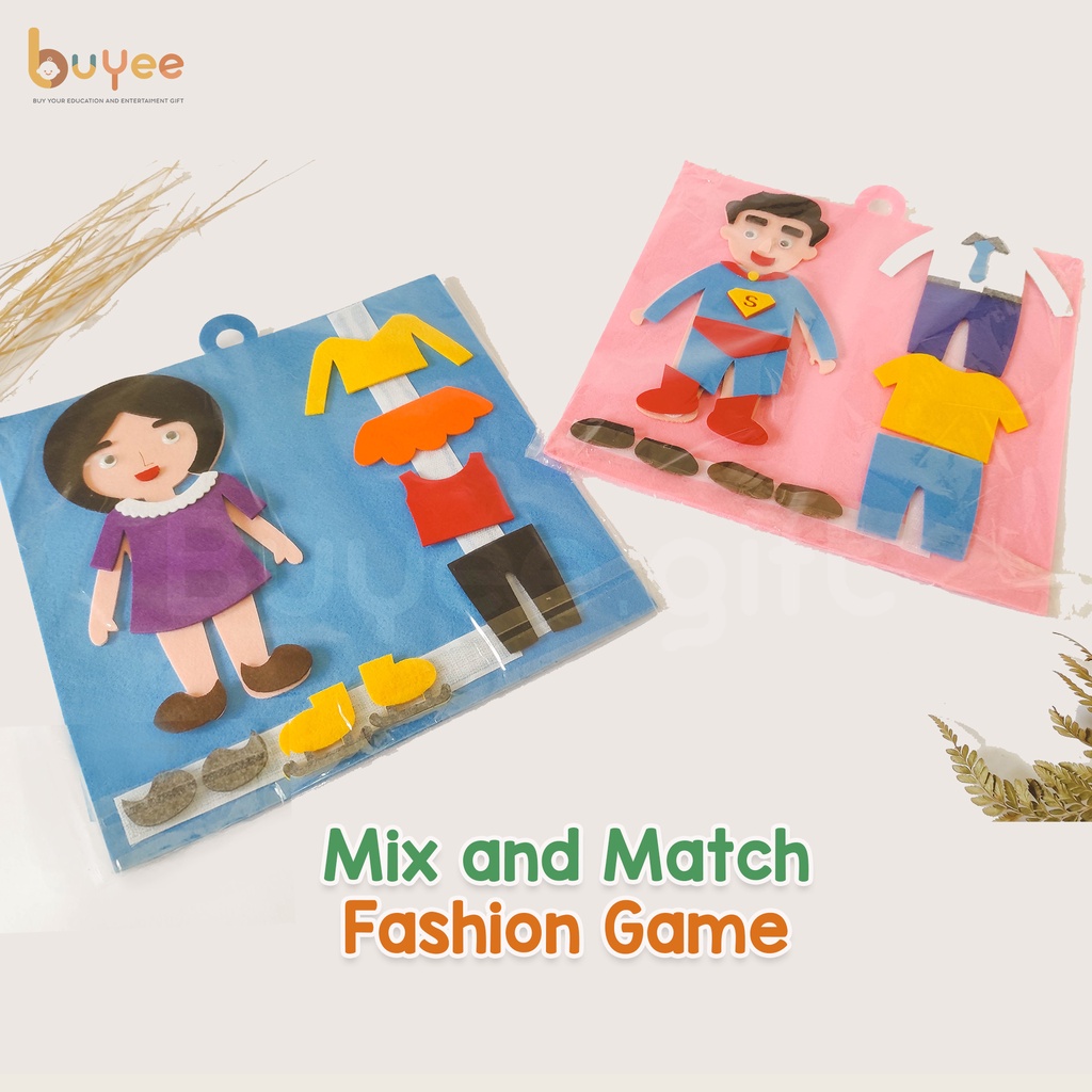 Mix and Match Kreasi Fashion Game Velcro Pakaian Mama Papa