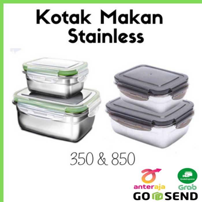 Bento Tupperware Kotak Makan Stainless / Kotak Bekal Makanan Lunch Box Food