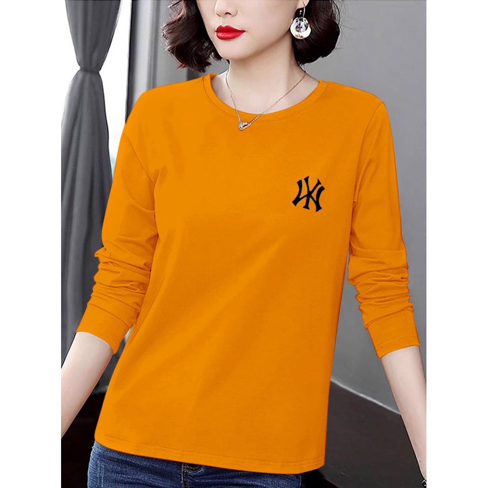 DL88 I BAJU TRENDY LOGO NY WANITA TERBARU-KAOS DISTRO CEWEK LENGAN PANJANG TERLARIS MASA KINI