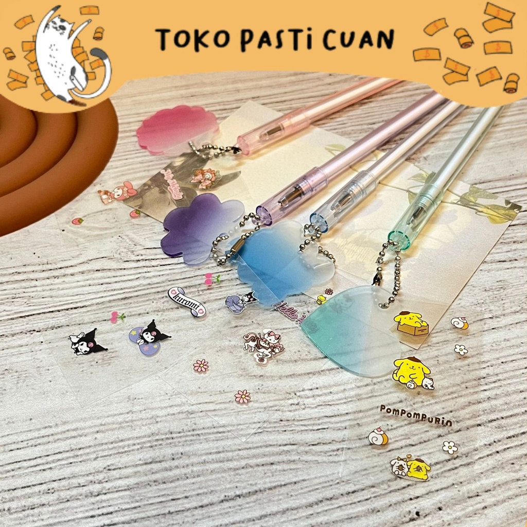 

pulpen pena tinta hitam gantungan sticker akrilik sanrio keperluan anak sekolah bisa COD pen lucu imut keren bolpen fancy unik elegan ATK alat tulis kantor termurah import