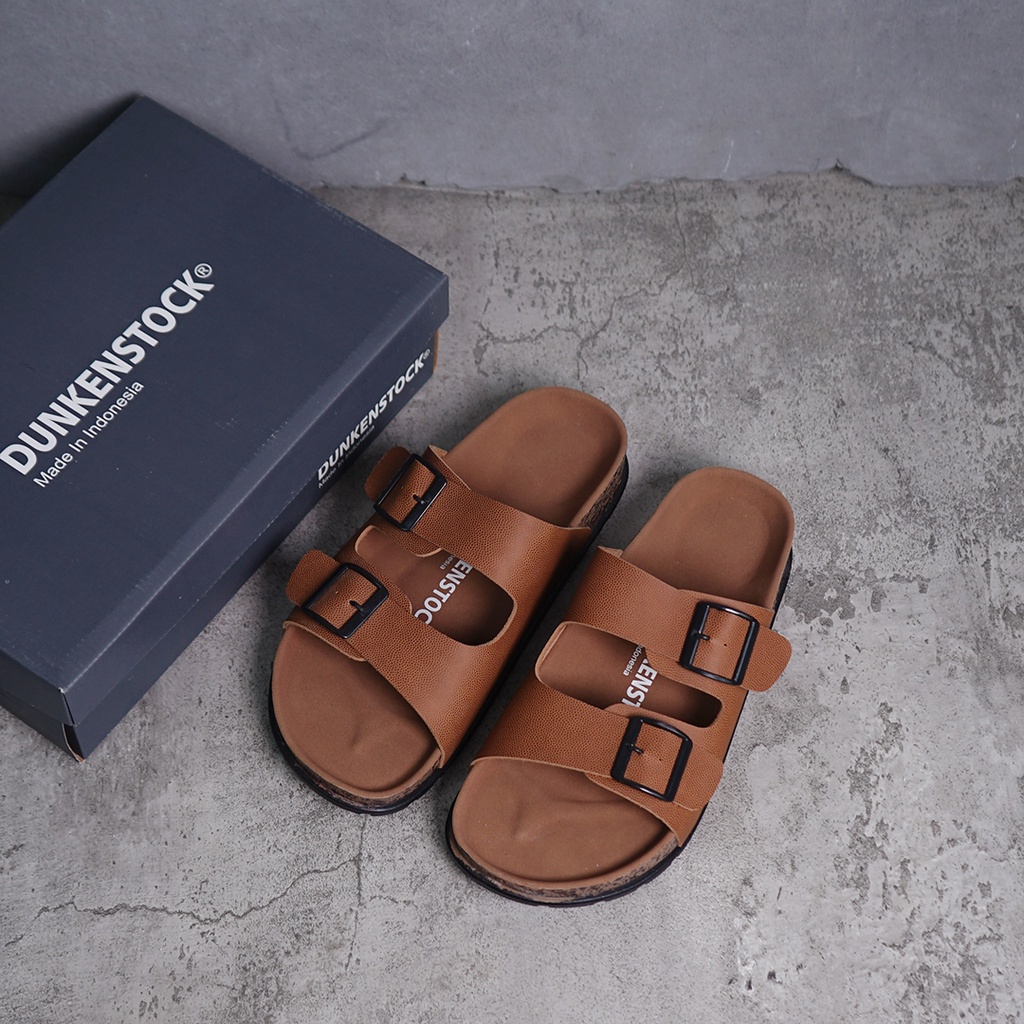 Dunkenstock ARIZONA Sandal Slop Pria Sendal Cowok Keren Selop Model Birken Ban Dua Gesper Kulit Sol Karet Terbaru