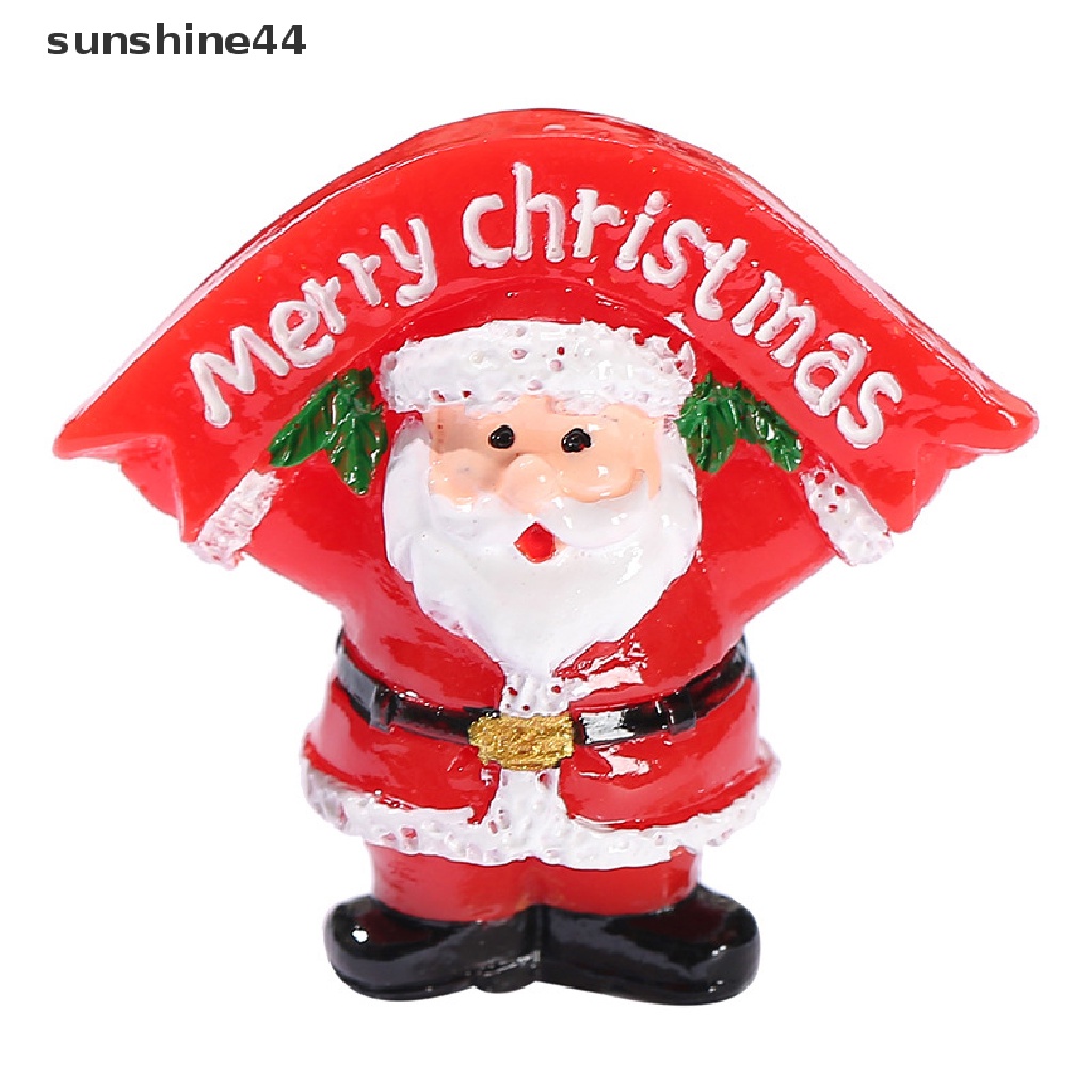 Sunshine 1Pc Ornamen Kartun Santa / Beruang / Penguin Bahan Resin Untuk Dekorasi Lansekap Mikro