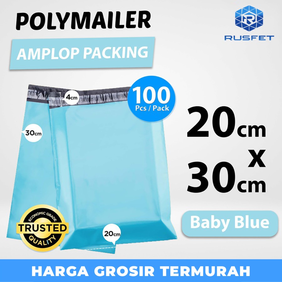 

Polymailer Pack Blue 20x30cm amplop Plastik Packing Olshop Ekonomis