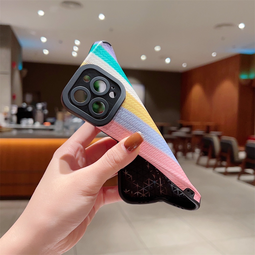 Soft Case Warna Permen Pelangi Untuk iPhone 14 13 12 11 Pro Max 14 Plus 7 8 Plus X Xs Max XR