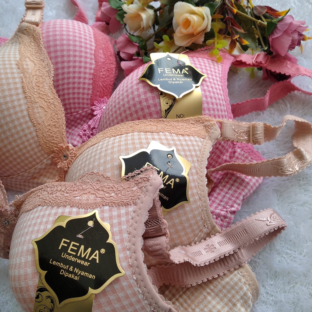Bra BH busa fema 1118 8015  Kotak Bra SQUARE Tanpa Kawat 3 Pengait