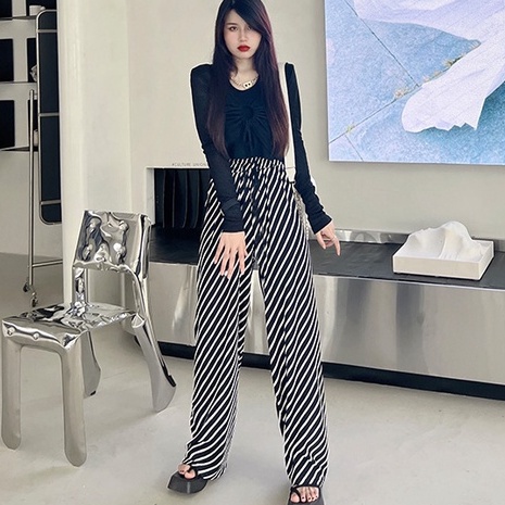 【Blossom】Cullottes Wide Leg Striped Pants 2432