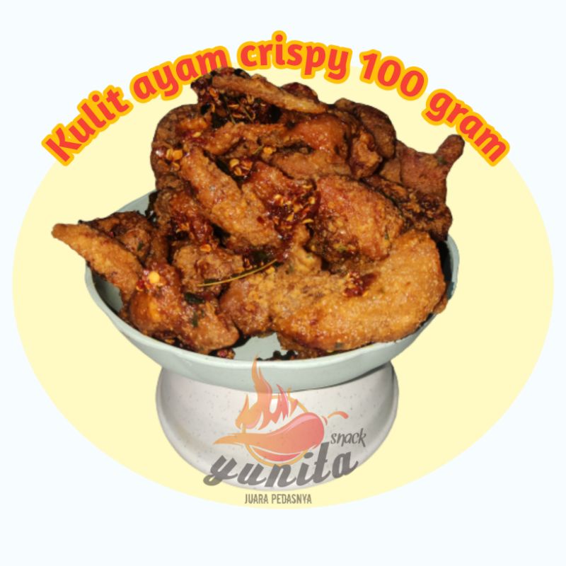 Kulit ayam crispy pedas daun jeruk kemasan pouch 100 gram