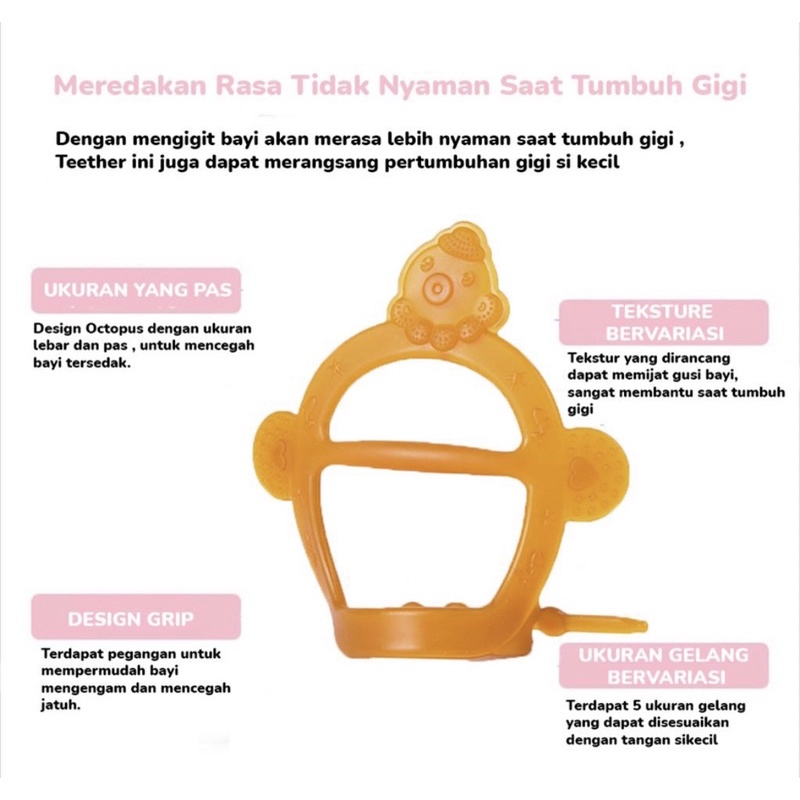 Coconi Octopus Wristband Teether With Case | Mainan Gelang Gigit Bayi Anak Dapat Kotak