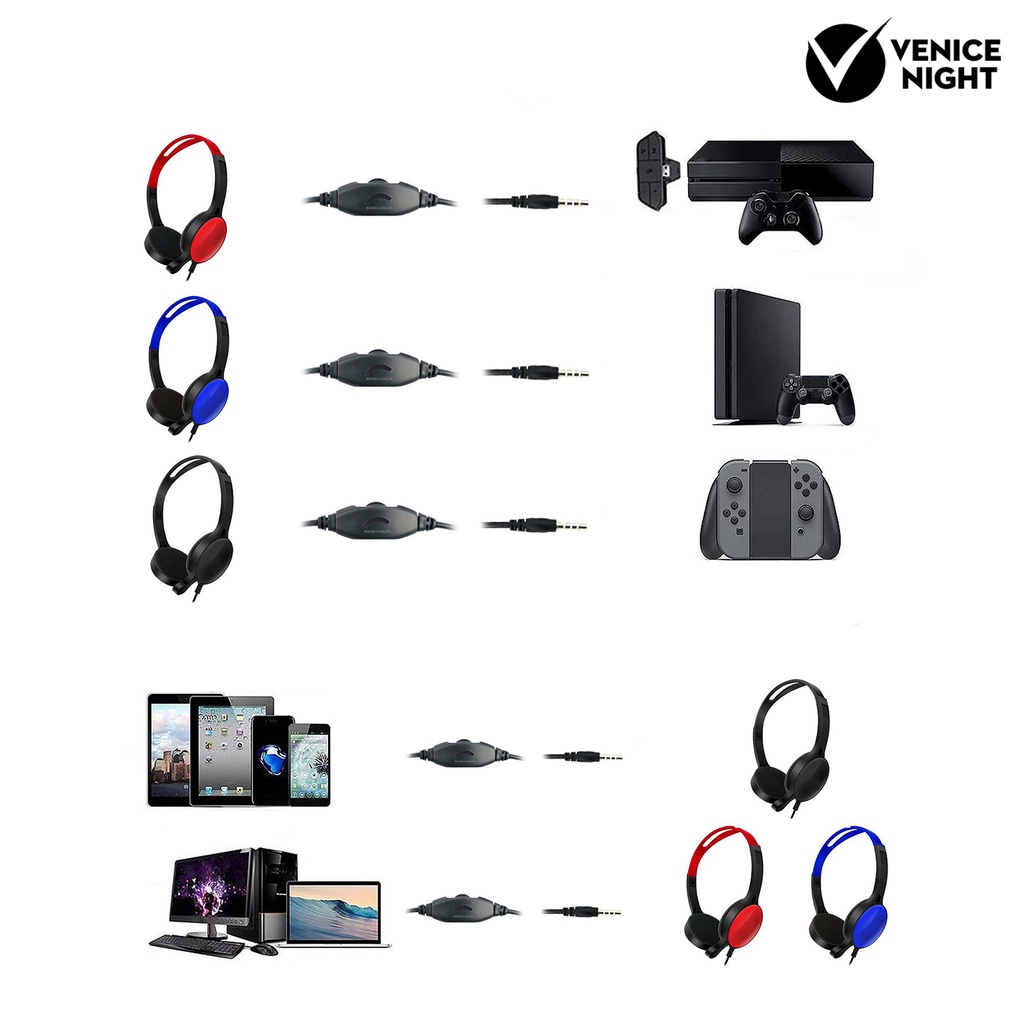 (VNEP) (Berkabel) GM-007 Headphone Gaming 3.5mm Lipat Universal dengan Mikrofon untuk Ponsel/PC