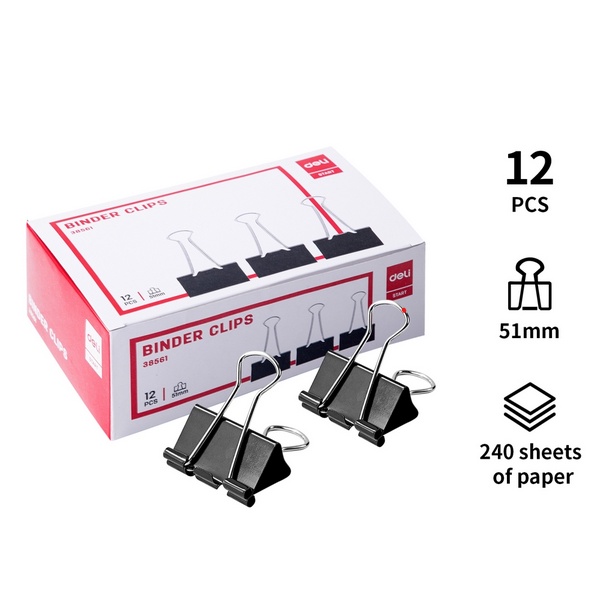 

Deli E38561 Office Consumable/Binder Klip-Binder Clips 51mm