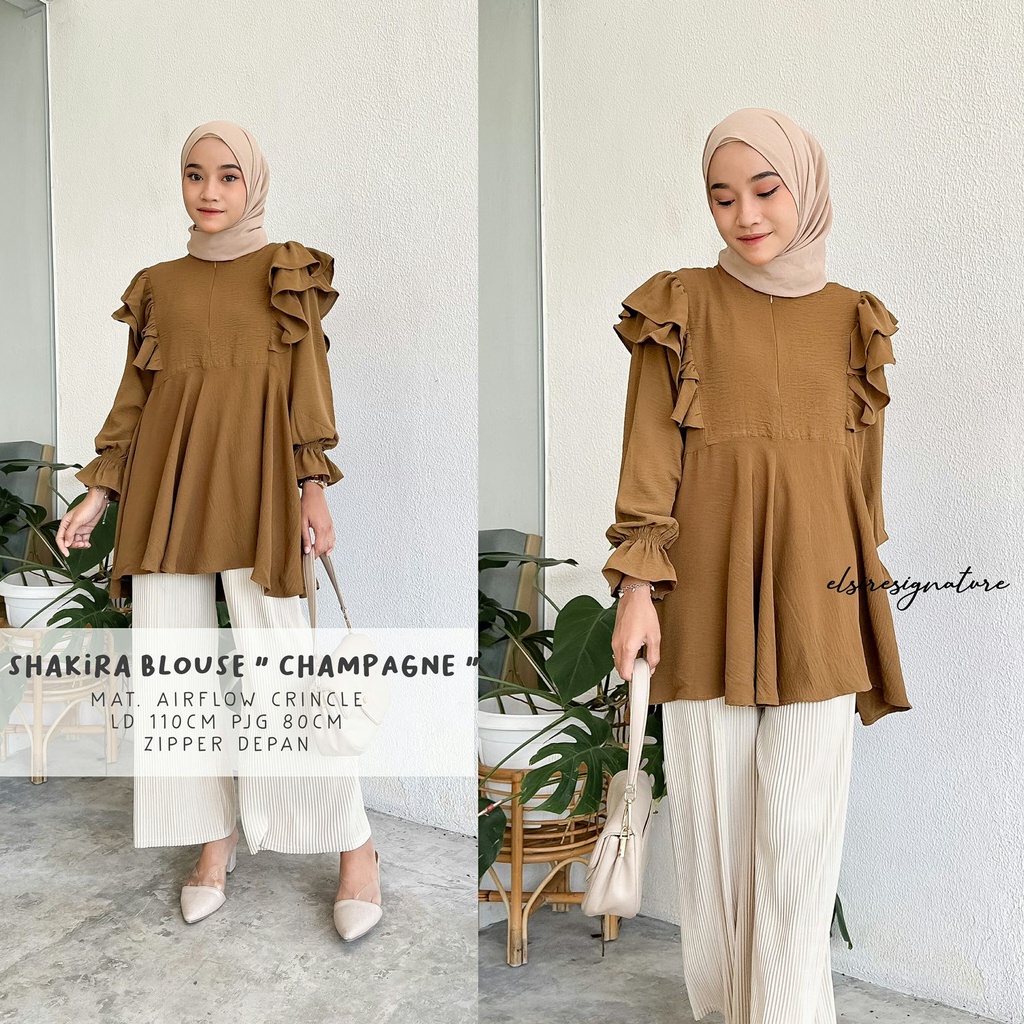 [ COD ] LD JUMBO 110CM SHAKILA ATASAN TUNIK KATUN CRINCLE PREMIUM HQ TUNIK IMPORT POLOS BY ELSIRE