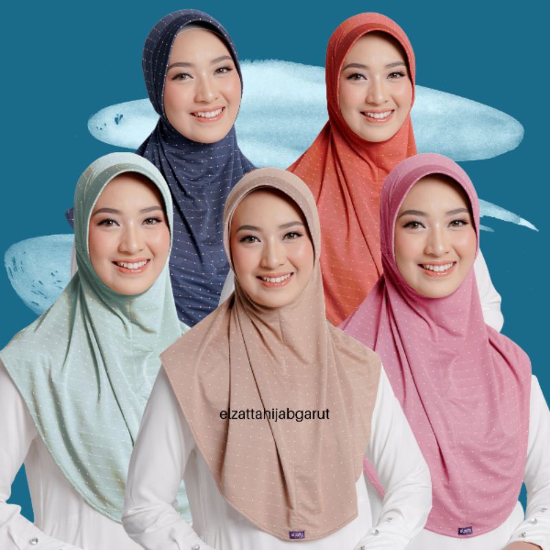 HIJAB BERGO MOTIF TERBARU HIJAB INSTAN BERGO ELZATTA MODEL SERUT BELAKANG MOTIF POLKA ZARIA SAHARA P