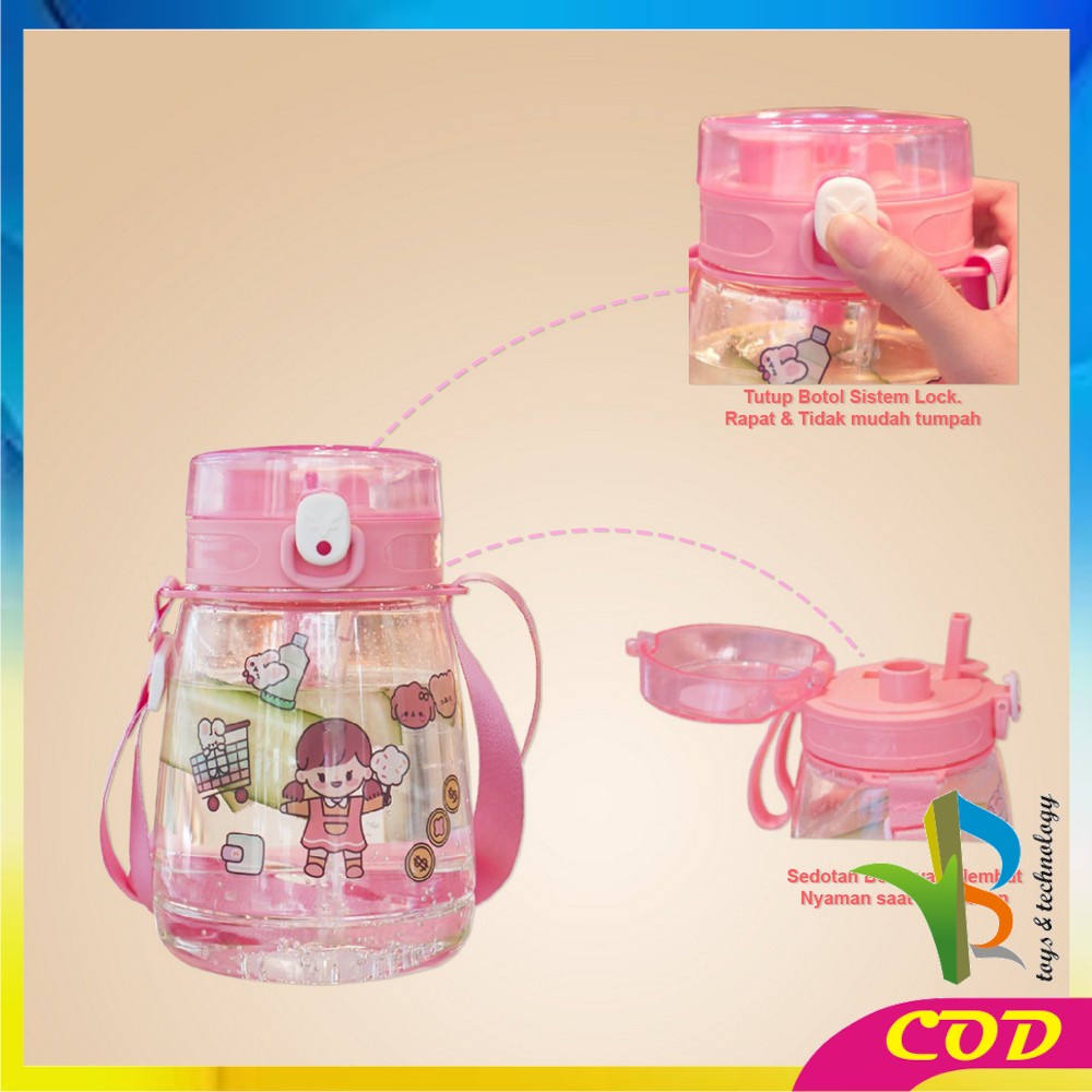 RB-C303 Botol Minum 1300ML BPA FREE Kartun Lucu / Botol Minum Karakter Sedotan / Botol Air Minum 1.3 Liter Food Grade