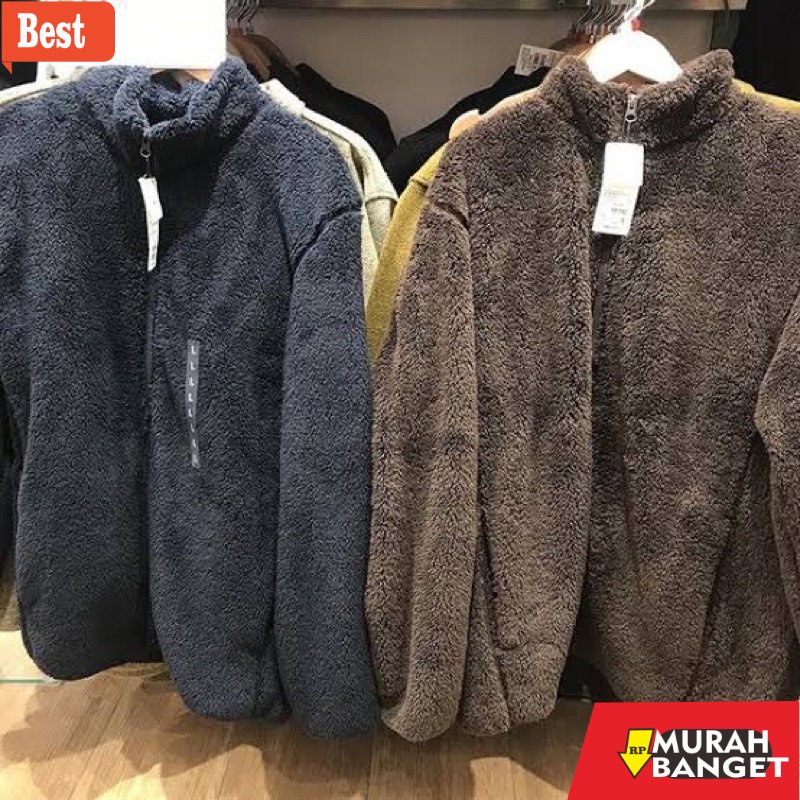 jaket wanita kekinian 2022 Jaket Fleece Bulu H&m Unisex Pria Wanita Musim Dingin