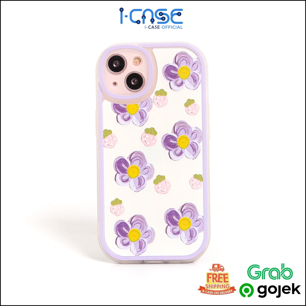 Purple Flowers  Full Lenscover Case For iPhone X XR XS MAX 11 12 13 14 MINI PLUS PRO MAX