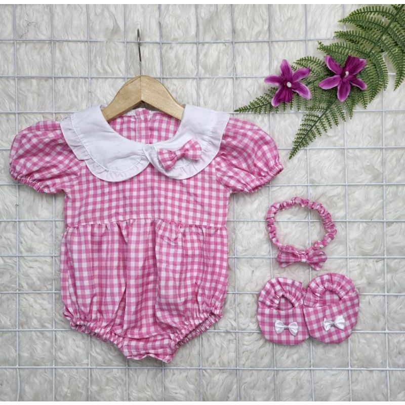 Baju bayi perempuan Set Jumper Tartan