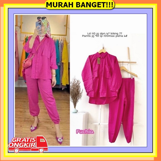 Ramdan Collection | Calista Setelan Wanita Crinkle Airflow Premium Model Terbaru One Set Setcel Baha