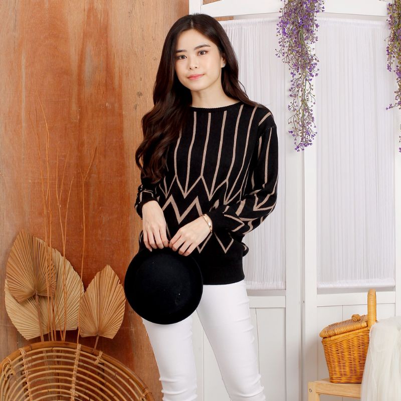 ATASAN WANITA /  BLOUSE TOP KNITWEAR / VINNY ZIGZAG