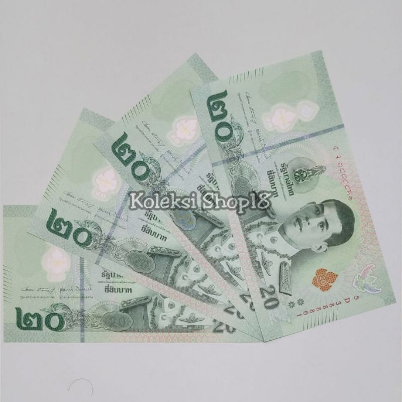 Koleksi Bath Thailand Bangkok Pecahan 20 Bath Bahan Polymer