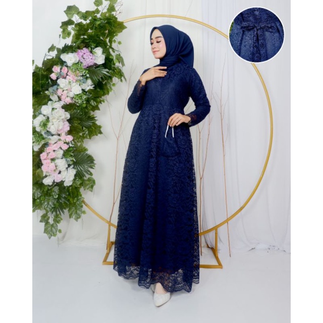 Permata Olshop / Kebaya Gamis Busui Brukat Modern / Gamis Pesta Mewah / Gamis Busui Kebaya / Gamis Modern