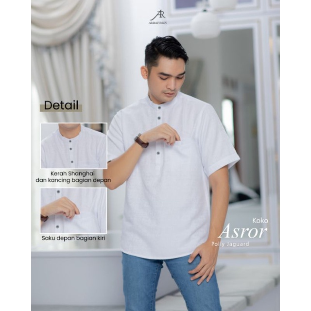 Arrafi Koko Asror | Koko Kemeja Lengan Pendek Polos Original Arrafi