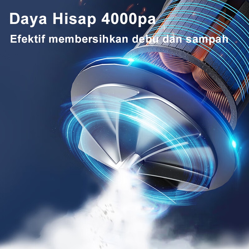 Deli Vacum Cleaner Mobil 55W Vacum Cleaner Portable Vakum Mobil Kuat Penyedot Debu Mobil 2000mAh Hisap yang Kuat 4000Pa Penyedot Debu Vacuum Cleaner