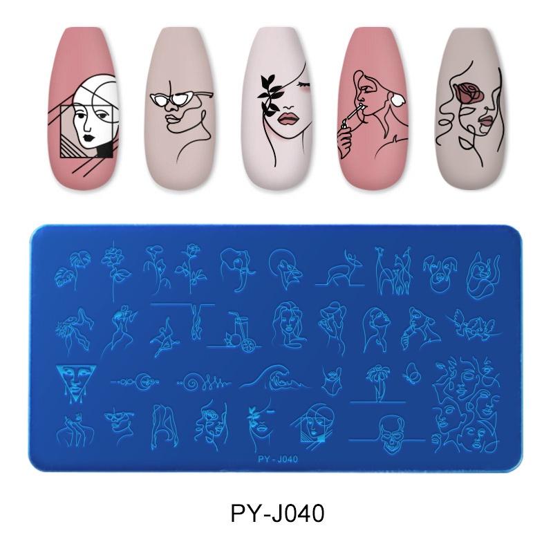 Cetakan Stempel Kuku Motif Geometri / Hewan / Buah Untuk Nail Art