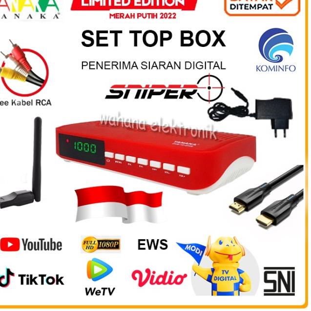 TANAKA SNIPER SET TOP BOX STB DVB T2 TV DIGITAL RECEIVER DVB2IP - SNIPER MERAH PU, STB