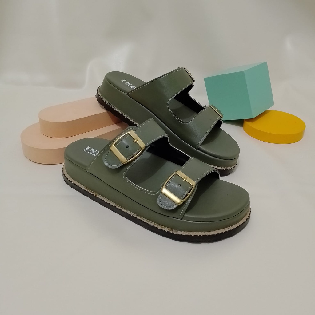 Sandal Wanita Terbaru Model Birken Double Strap Sendal Wanita Platform Empuk NESANH - PAVEL