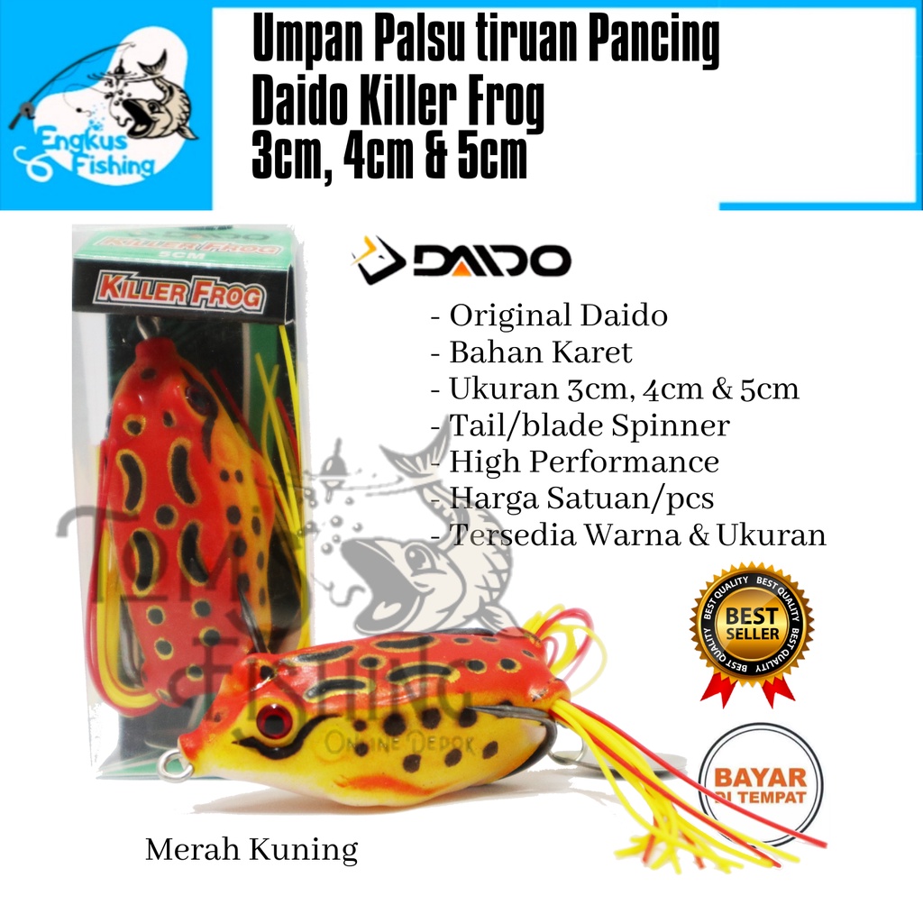 Umpan Pancing Casting Palsu Tiruan Kodok Katak Daido Killer Frog (3cm, 4cm &amp; 5cm) Murah - Engkus Fishing