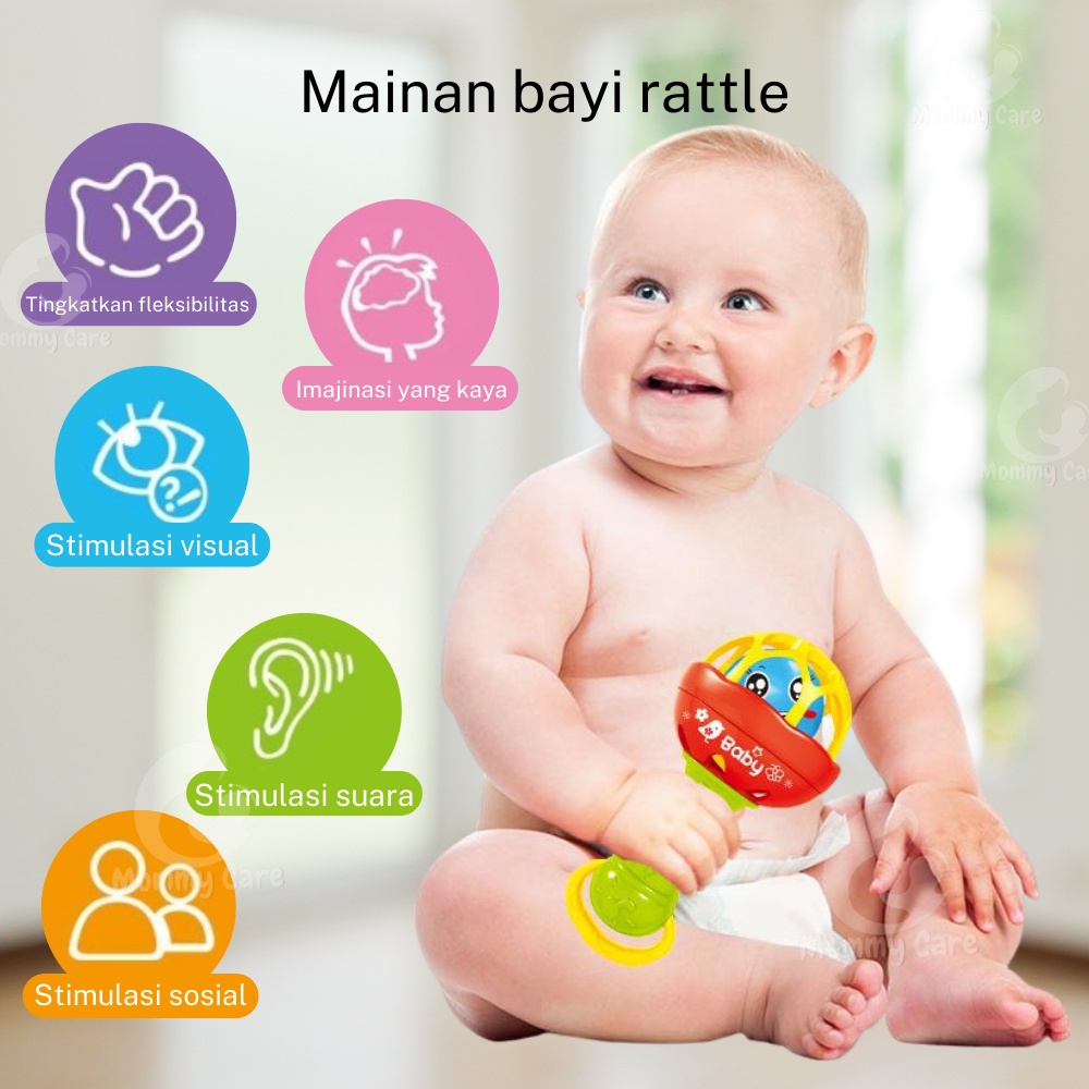 MOMMYCARE MAINAN KERINCINGAN BAYI TEETHER RATTLE STICK MAINAN GIGITAN BAYI BPA FREE