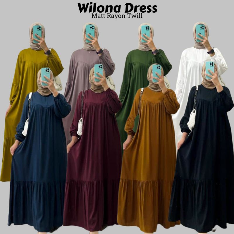 Wilona Dress Polos | Gamis Rayon Twill | Gamis Jumbo | Dress Rayon Twill | Gamis Wilona Polos
