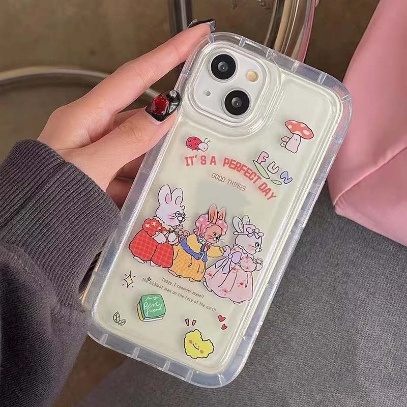 Soft Case Silikon TPU Transparan Motif Kelinci Untuk IPhone 14 12 13 11 Pro Max 6 6S 7 8 Plus X XS XR