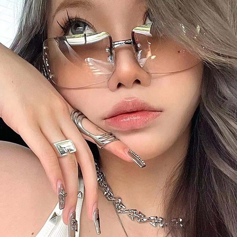 Kacamata Hitam Bentuk Kotak Dengan Bingkai Logam Untuk Pria Dan Wanita