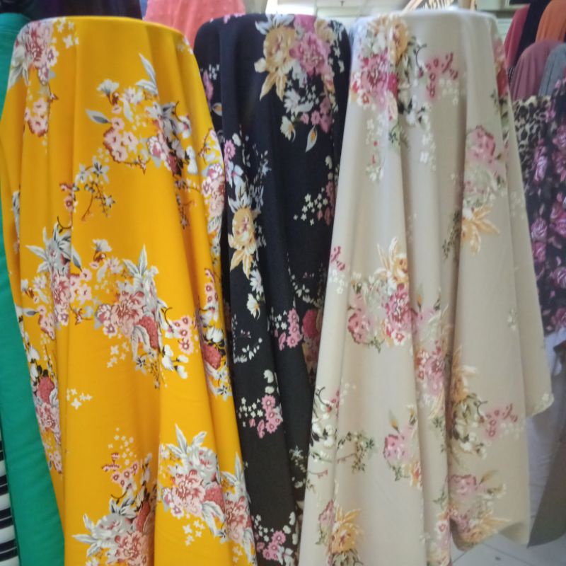 bahain kain woolpeach premium motif bunga kain wolfis