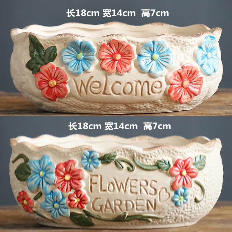 Pot Ceper Keramik Bunga-bunga Welcome Flowers Garden